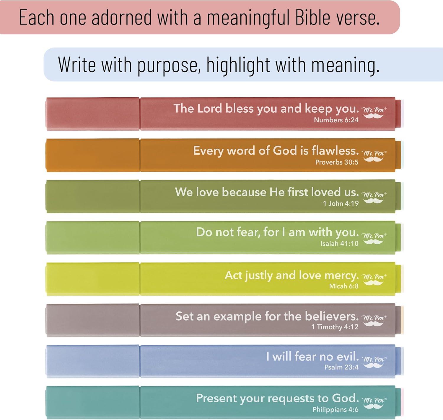 image:imageMr Pen Bible Highlighters with Bible Verses 8 Pack Assorted Colors Aesthetic Highlighters Markers No Bleed ThroughBoho
