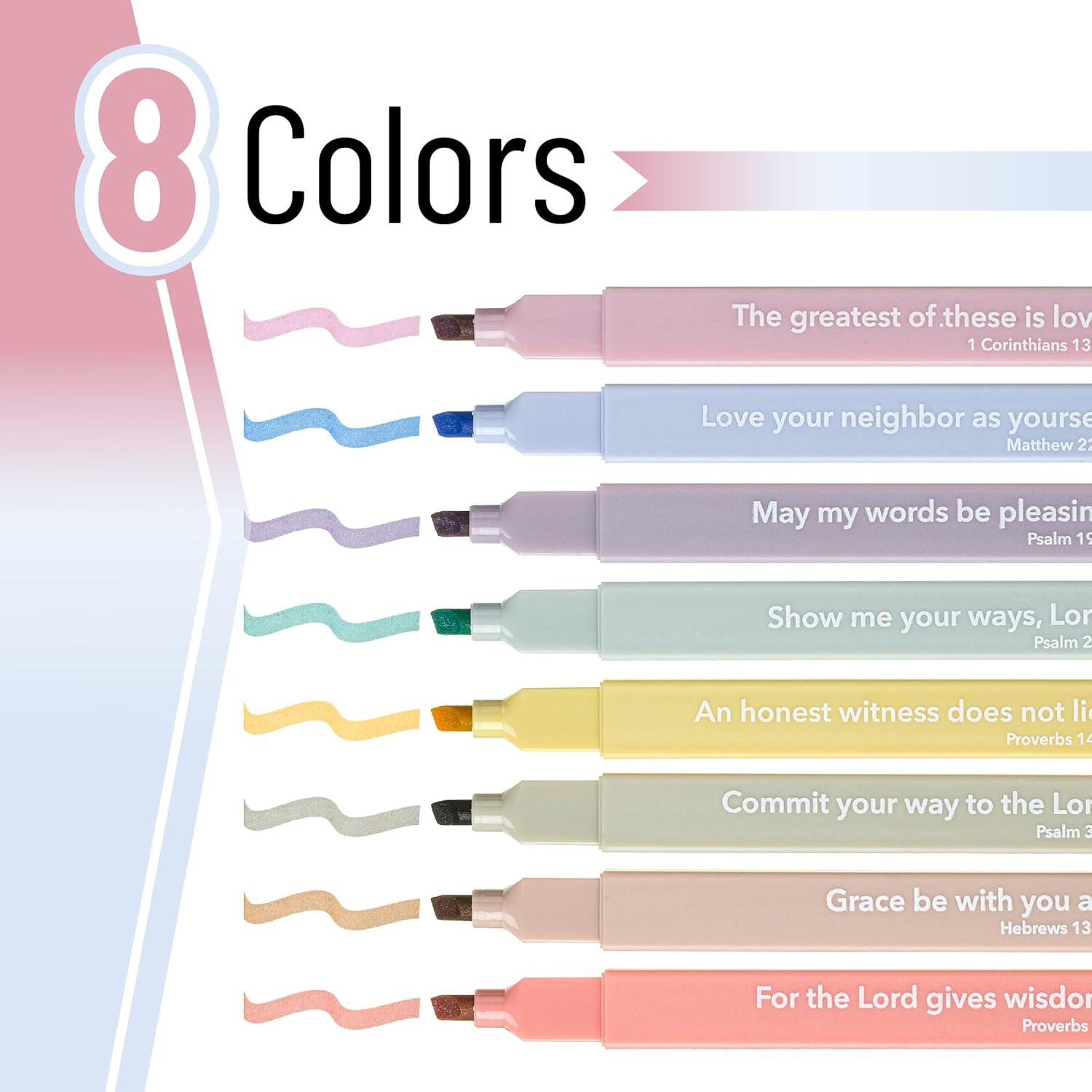 image:imageMr Pen Bible Highlighters with Bible Verses 8 Pack Assorted Colors Aesthetic Highlighters Markers No Bleed ThroughCreamy