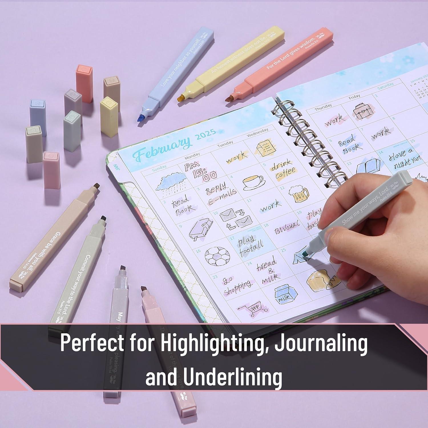 image:imageMr Pen Bible Highlighters with Bible Verses 8 Pack Assorted Colors Aesthetic Highlighters Markers No Bleed ThroughCreamy