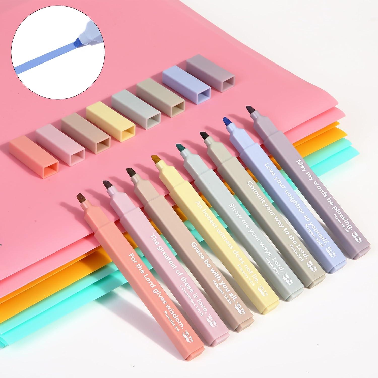 image:imageMr Pen Bible Highlighters with Bible Verses 8 Pack Assorted Colors Aesthetic Highlighters Markers No Bleed ThroughCreamy