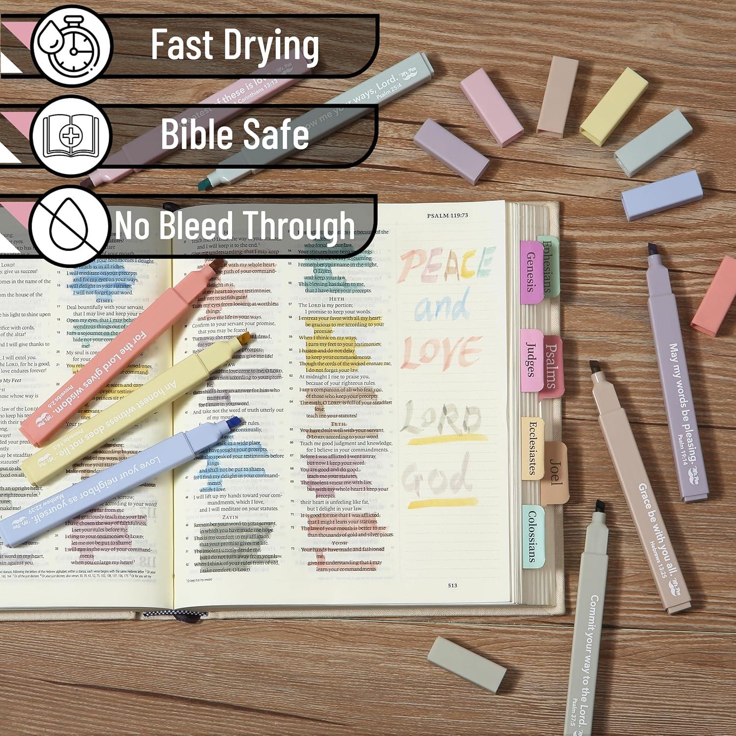 image:imageMr Pen Bible Highlighters with Bible Verses 8 Pack Assorted Colors Aesthetic Highlighters Markers No Bleed ThroughCreamy