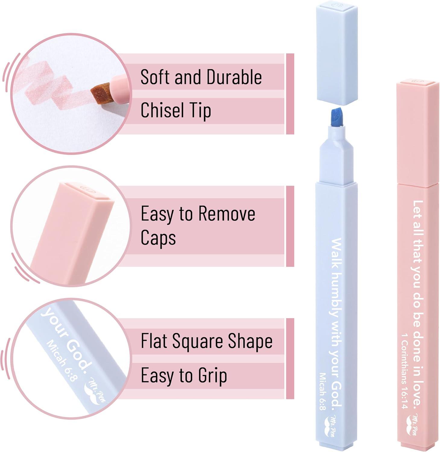 image:imageMr Pen Bible Highlighters with Bible Verses 8 Pack Assorted Colors Aesthetic Highlighters Markers No Bleed ThroughEarthy