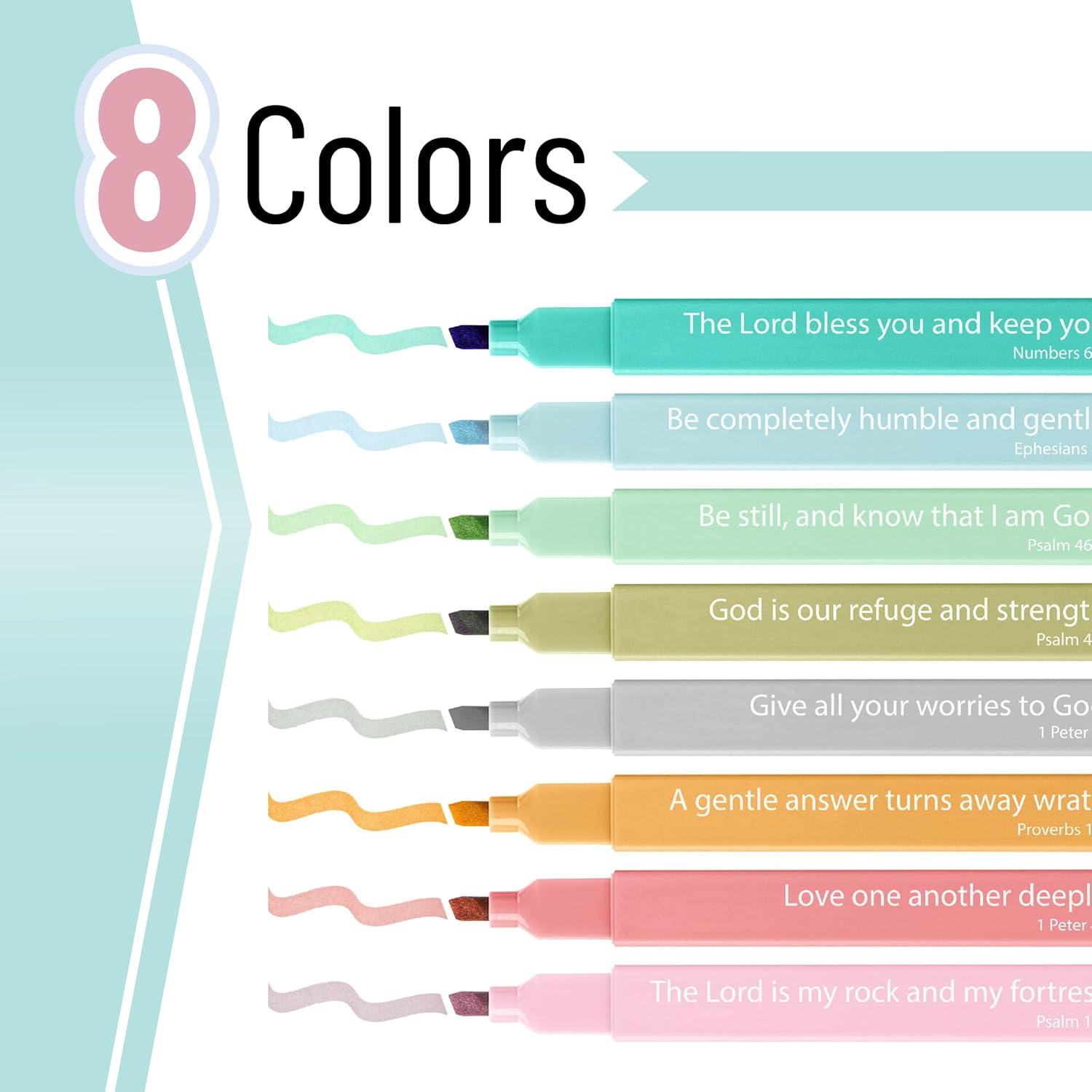 image:imageMr Pen Bible Highlighters with Bible Verses 8 Pack Assorted Colors Aesthetic Highlighters Markers No Bleed ThroughOcean