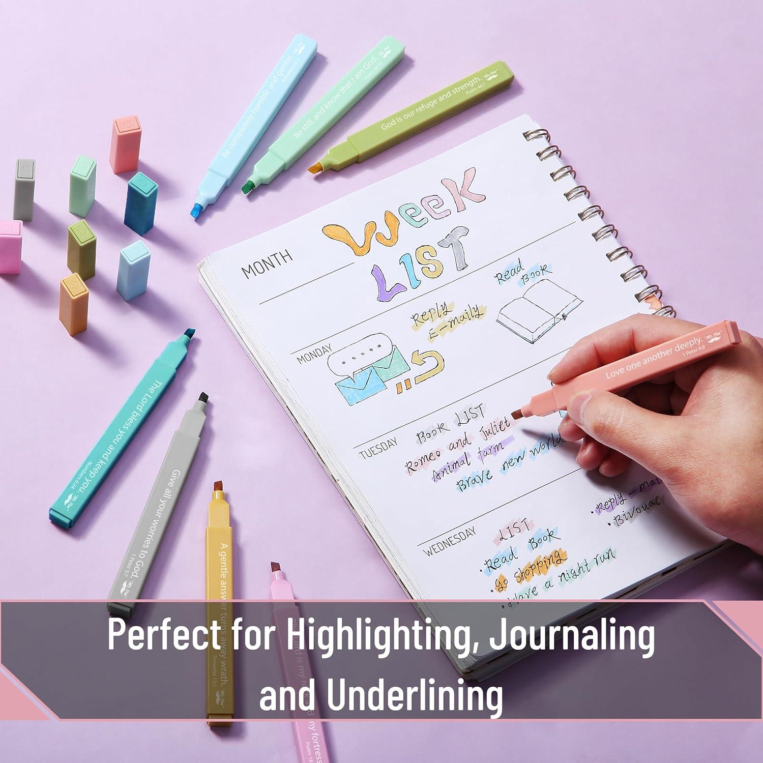 image:imageMr Pen Bible Highlighters with Bible Verses 8 Pack Assorted Colors Aesthetic Highlighters Markers No Bleed ThroughOcean