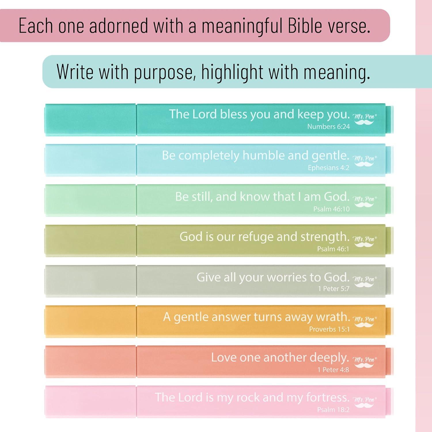 image:imageMr Pen Bible Highlighters with Bible Verses 8 Pack Assorted Colors Aesthetic Highlighters Markers No Bleed ThroughOcean