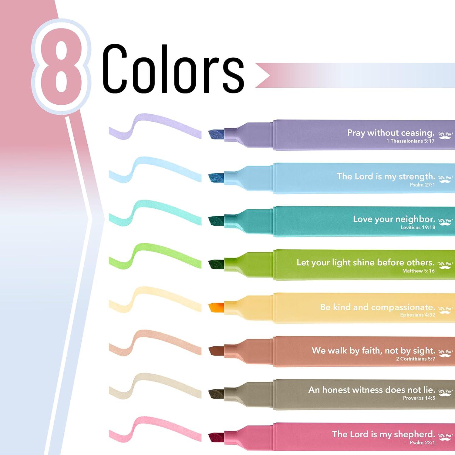 image:imageMr Pen Bible Highlighters with Bible Verses 8 Pack Assorted Colors Aesthetic Highlighters Markers No Bleed ThroughPastel