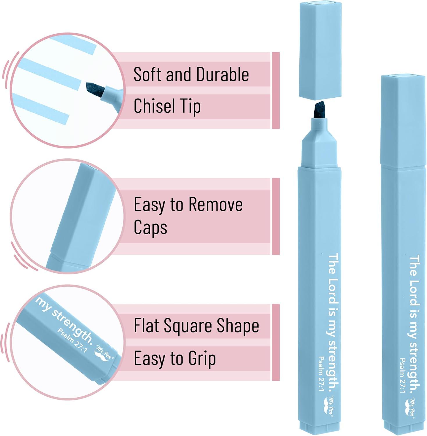 image:imageMr Pen Bible Highlighters with Bible Verses 8 Pack Assorted Colors Aesthetic Highlighters Markers No Bleed ThroughPastel