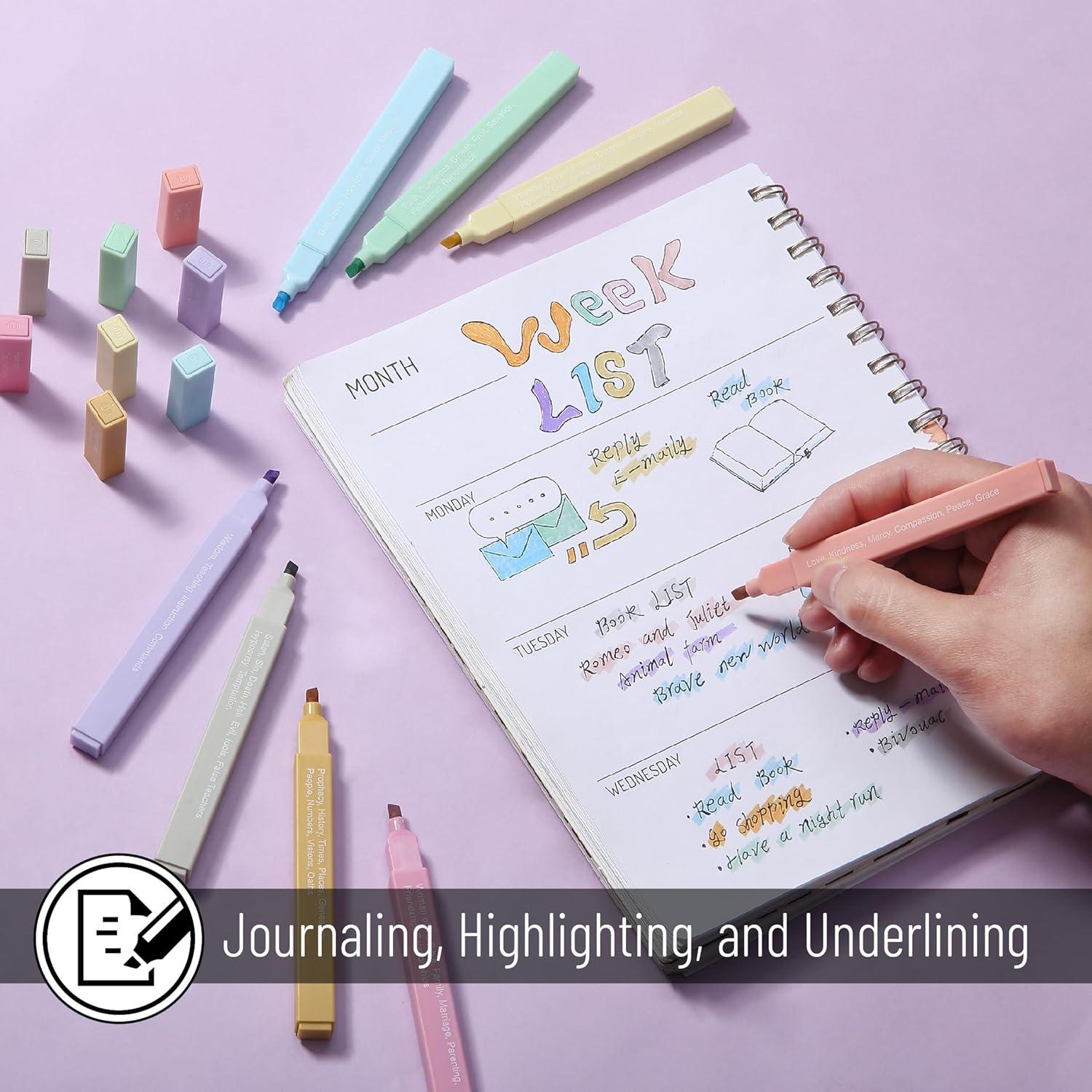 image:imageMr Pen Bible Highlighters with Bible Verses 8 Pack Assorted Colors Aesthetic Highlighters Markers No Bleed ThroughSoft Pastel