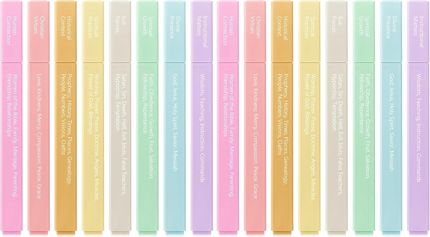 image:imageMr Pen Bible Highlighters with Bible Verses 8 Pack Assorted Colors Aesthetic Highlighters Markers No Bleed ThroughSoft Pastel