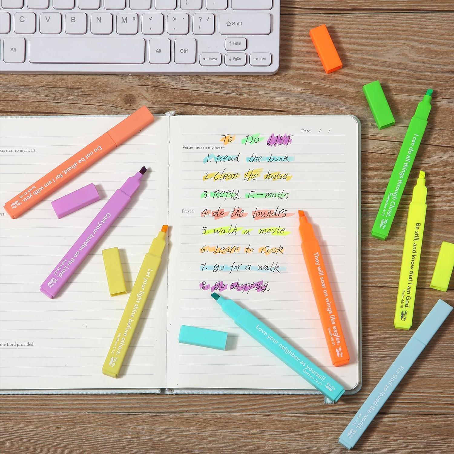 image:imageMr Pen Bible Highlighters with Bible Verses 8 Pack Assorted Colors Aesthetic Highlighters Markers No Bleed ThroughTropical