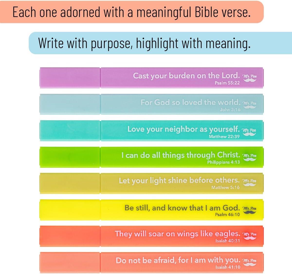 image:imageMr Pen Bible Highlighters with Bible Verses 8 Pack Assorted Colors Aesthetic Highlighters Markers No Bleed ThroughTropical