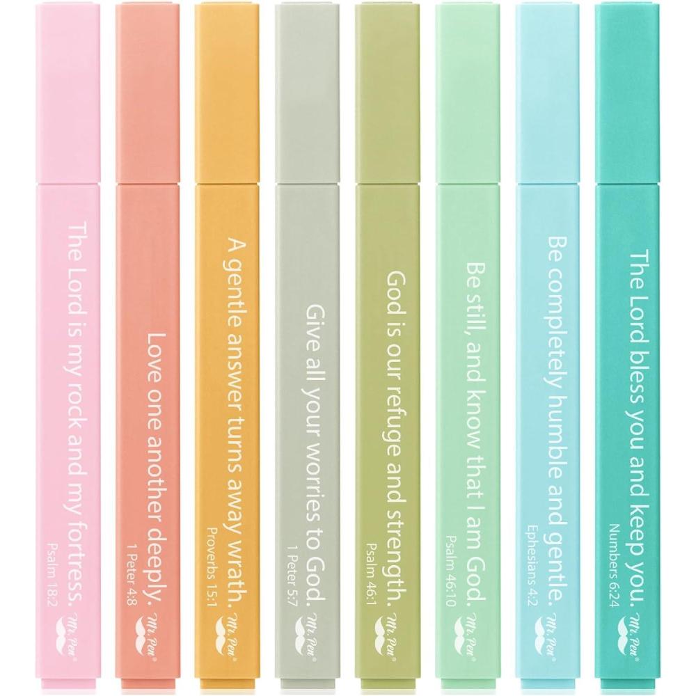 image:imageMr Pen Bible Highlighters with Bible Verses 8 Pack Assorted Colors Aesthetic Highlighters Markers No Bleed ThroughOcean