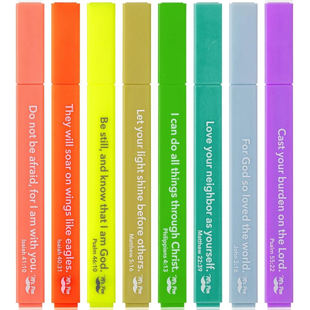 image:imageMr Pen Bible Highlighters with Bible Verses 8 Pack Assorted Colors Aesthetic Highlighters Markers No Bleed ThroughTropical