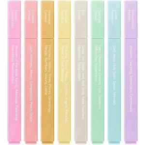 image:imageMr Pen Bible Highlighters with Bible Verses 8 Pack Assorted Colors Aesthetic Highlighters Markers No Bleed ThroughSoft Pastel