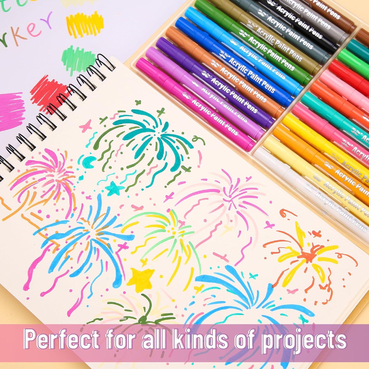 image:imageMr Pen Acrylic Paint Markers 24 Pack Colorful Paint Pens for Rock Fabric Wood Glass Craft Decoration Stocking Stuffers Scrapbook Supplies Art Supplies