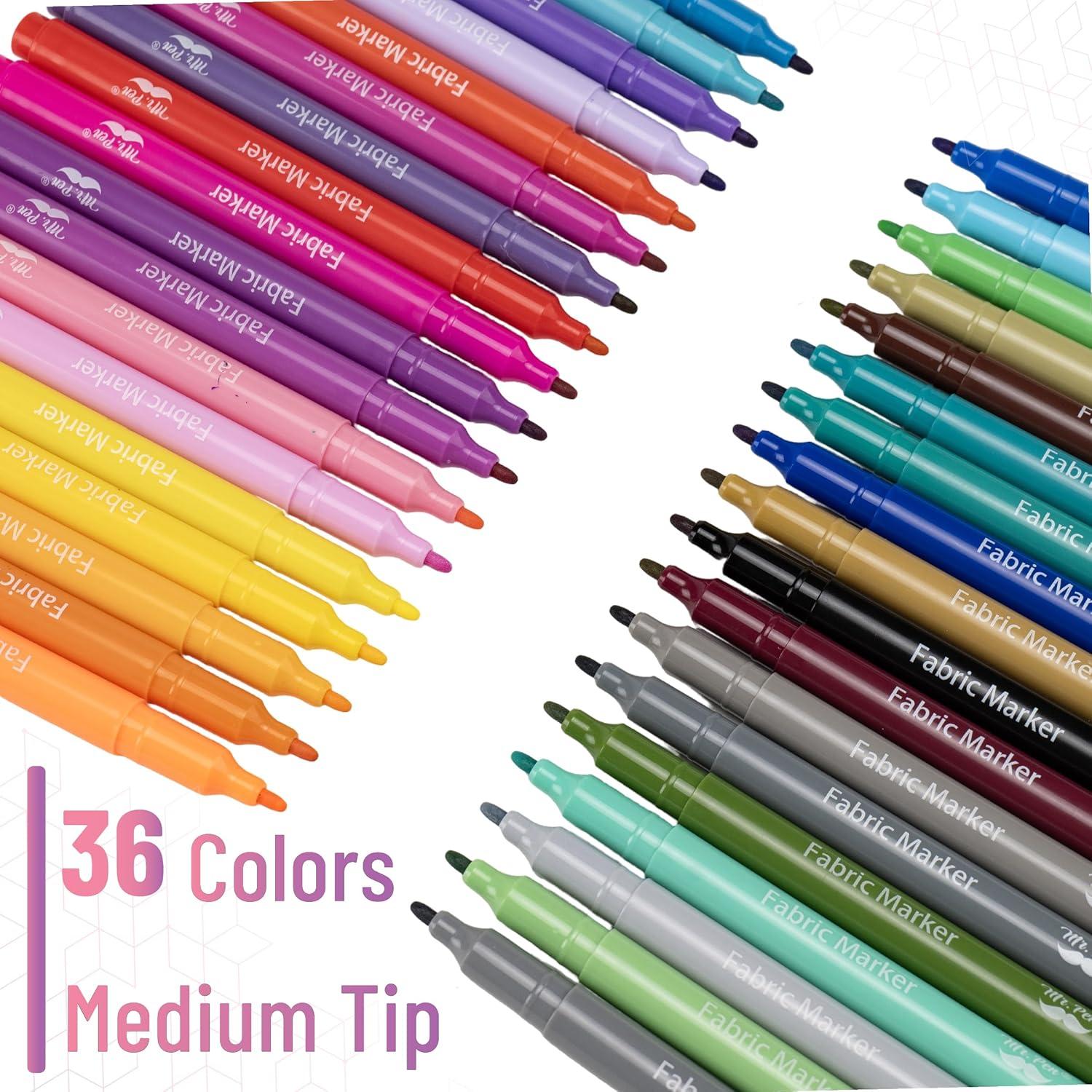 image:imageMr Pen Fabric Markers 36 Pack Colorful Fabric Markers Permanent for Clothes for TShirts Bags Textile Canvas