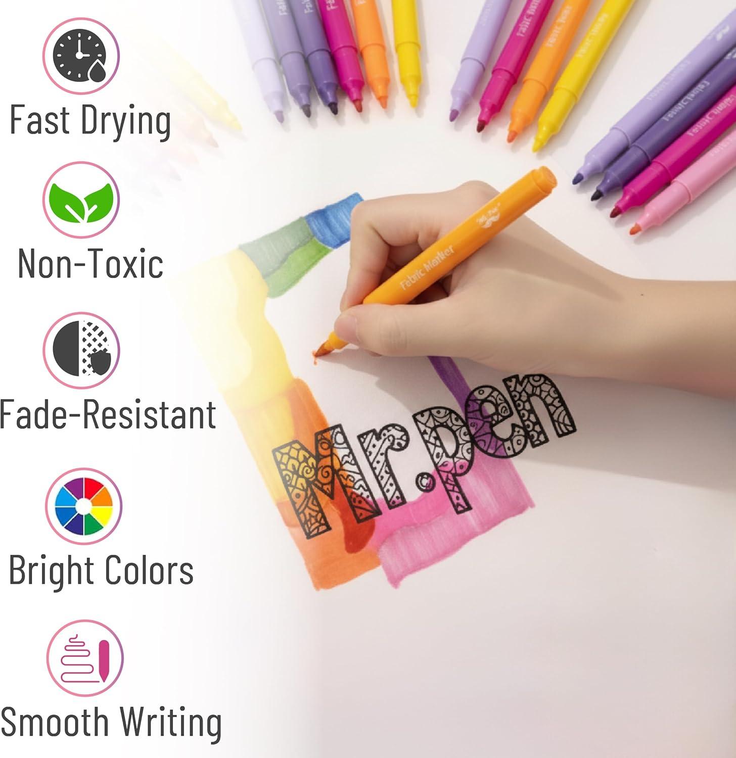 image:imageMr Pen Fabric Markers 36 Pack Colorful Fabric Markers Permanent for Clothes for TShirts Bags Textile Canvas