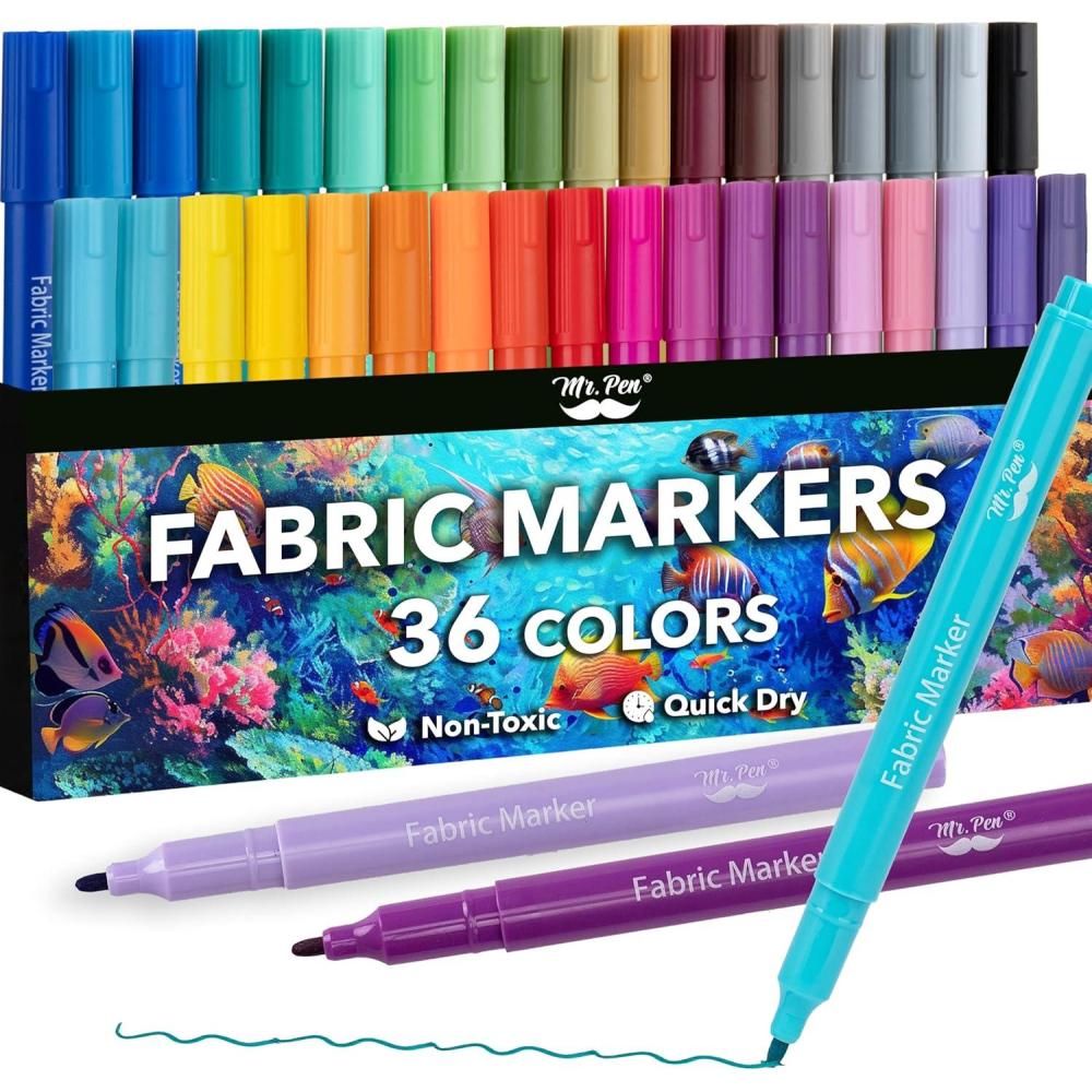 image:imageMr Pen Fabric Markers 36 Pack Colorful Fabric Markers Permanent for Clothes for TShirts Bags Textile Canvas