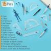 image:imageMr Pen Geometry Set 15 pcs Rose Gold amp Pink 6 Inch Swing Arm Protractor Divider Set Squares Ruler Compasses and ProtractorNavy Blue