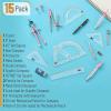image:imageMr Pen Geometry Set 15 pcs Rose Gold amp Pink 6 Inch Swing Arm Protractor Divider Set Squares Ruler Compasses and ProtractorPink