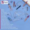 image:imageMr Pen Geometry Set 15 pcs Rose Gold amp Pink 6 Inch Swing Arm Protractor Divider Set Squares Ruler Compasses and ProtractorRose Gold  Pink