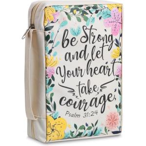image:imageMr Pen Bible Cover Case Carrying Book Case with Durable Handle and Zippered Pocket Bible Protective Church Bag for Men amp Women Christian Gifts Dark GreenSpring Blooms