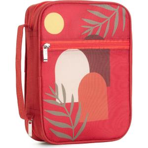 image:imageMr Pen Bible Cover Case Carrying Book Case with Durable Handle and Zippered Pocket Bible Protective Church Bag for Men amp Women Christian Gifts Dark GreenFire Red