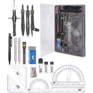 image:imageMr Pen Geometry Set 15 pcs Rose Gold amp Pink 6 Inch Swing Arm Protractor Divider Set Squares Ruler Compasses and ProtractorBlack