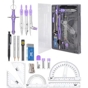 image:imageMr Pen Geometry Set 15 pcs Rose Gold amp Pink 6 Inch Swing Arm Protractor Divider Set Squares Ruler Compasses and ProtractorPurple