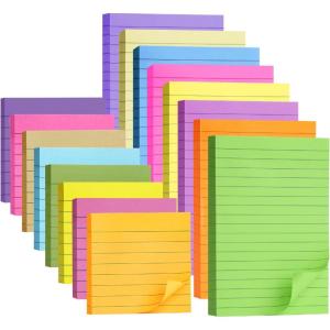 image:imageMr Pen Lined Sticky Notes Set16 Pads 4x6 and 3x3 720 Sheets Pastel Colors Sticky Notes with Lines