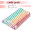 image:imageMr Pen Jumbo Pencils 60 pcs Preschool Pencils Large Pencil Pastel Barrels and Black 2 HB Graphite Cores Smooth Lead LatexFree Eraser Top with Metal FerruleSoft Pastel Barrels