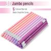 image:imageMr Pen Jumbo Pencils 60 pcs Preschool Pencils Large Pencil Pastel Barrels and Black 2 HB Graphite Cores Smooth Lead LatexFree Eraser Top with Metal FerrulePink and Purple Barrels