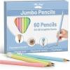 image:imageMr Pen Jumbo Pencils 60 pcs Preschool Pencils Large Pencil Pastel Barrels and Black 2 HB Graphite Cores Smooth Lead LatexFree Eraser Top with Metal FerruleSoft Pastel Barrels