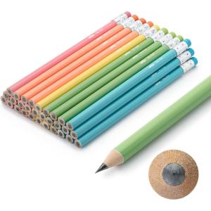 image:imageMr Pen Jumbo Pencils 60 pcs Preschool Pencils Large Pencil Pastel Barrels and Black 2 HB Graphite Cores Smooth Lead LatexFree Eraser Top with Metal FerrulePastel shades Barrels