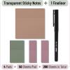 image:imageMr Pen Transparent Sticky Notes with Pen 200 Sheets Sunset Breeze Bible Sticky Notes for Books Stocky Notes for Bible JournalingMoss  Mauve