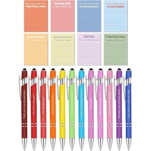 image:imageMr Pen Sarcastic Sticky Notes and Funny Stylus Pens 20 Pack 3 x 4 Sticky Notes 8 Pads 240 Sheets 12 Black Ink Funny Pens with Stylus TipsSarcastic