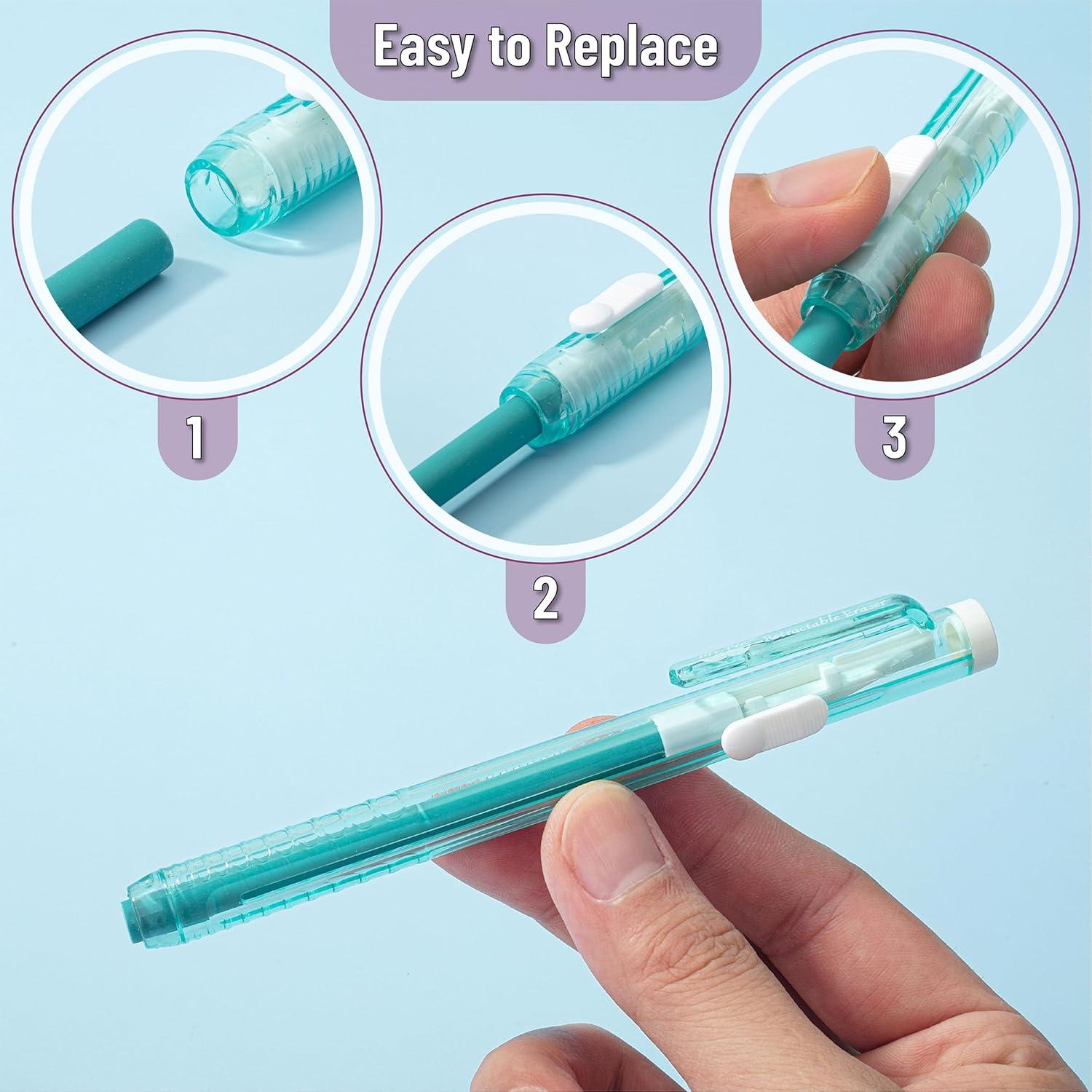image:imageMr Pen Retractable Mechanical Eraser Pen 6 Pack Ice Cream Colors Erasers for Pencils Eraser for ArtistsVintage