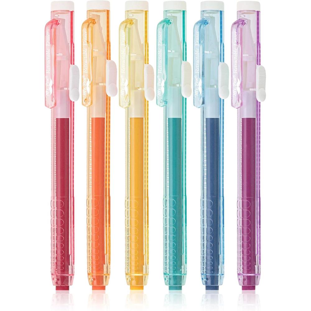 image:imageMr Pen Retractable Mechanical Eraser Pen 6 Pack Ice Cream Colors Erasers for Pencils Eraser for ArtistsVintage