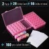 image:imageMr Pen Bead Storage Containers 28 Grids 2 Pack Transparent Orange Small Bead Organizer BoxTransparent Pink