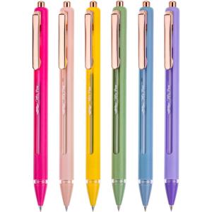 image:imageMr Pen Retractable Gel Pens 6 Pack Black Ink Vibrant Barrels Fine Point 05 mm Fast Dry Smooth Writing Cute Gel Ink Pens for Drawing Writing Planner and School Supplies