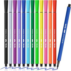 image:imageMr Pen Felt Tip Markers Assorted Colors 12 Pack 25 mm Bold Felt Tip Pens Bold Point Journaling Note Taking Drawing