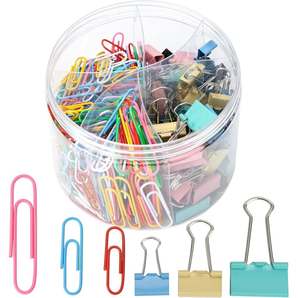 image:imageMr Pen Paper Clips and Binder Clips Set 440 pcs Colorful Binders amp Paperclips Assorted Sizes with Plastic Storage for Home School Office Supplies