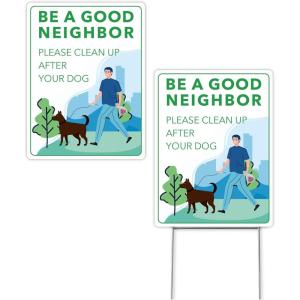 image:imageMr Pen Clean Up After Your Dog Signs 9 x 12 2 Pack with 1 Metal Stake No Dog Poop Lawn Signs UV Protected amp Waterproof Double Sided Pick Up After Your Dog Sign for Yard