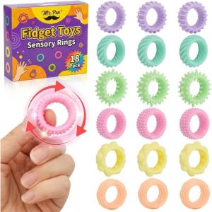 image:imageMr Pen Fidget Toys Sensory Rings 18 Pack Textured Ring Sensory Toys for Kids with Autism Calming Fun Fidget Fidgets for Classroom Prize Individuals with ADHD Attention Disorder and Anxiety