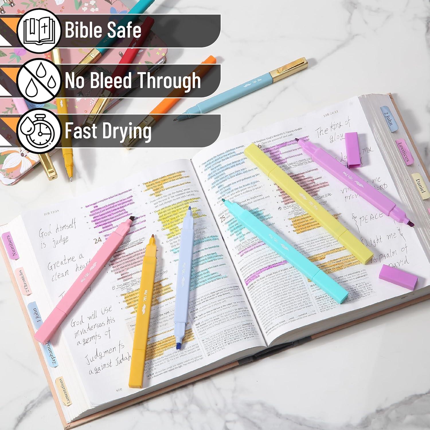 image:imageMr Pen Dual Tip Aesthetic Highlighters and Ballpoint Pens No Bleed 12 Pack Assorted Colors Bible Highlighters and Pens No Bleed Fast Dry amp No Smear for Bible Journaling Planner School Supplies