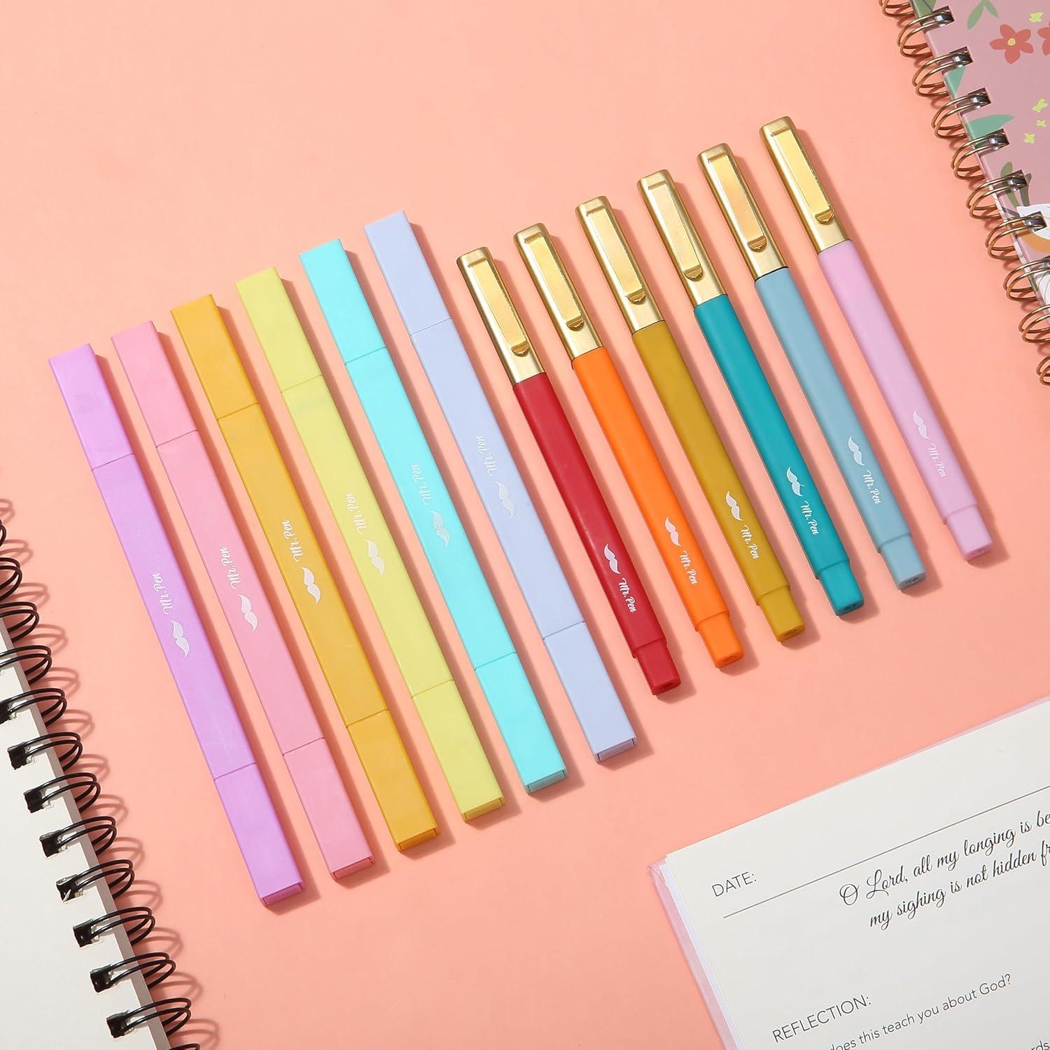 image:imageMr Pen Dual Tip Aesthetic Highlighters and Ballpoint Pens No Bleed 12 Pack Assorted Colors Bible Highlighters and Pens No Bleed Fast Dry amp No Smear for Bible Journaling Planner School Supplies