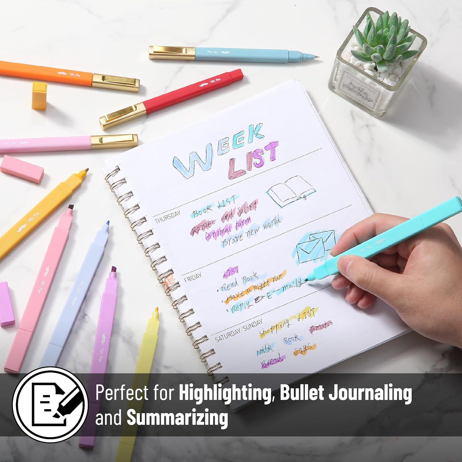 image:imageMr Pen Dual Tip Aesthetic Highlighters and Ballpoint Pens No Bleed 12 Pack Assorted Colors Bible Highlighters and Pens No Bleed Fast Dry amp No Smear for Bible Journaling Planner School Supplies