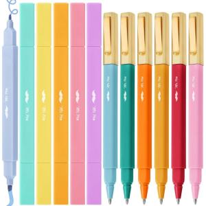 image:imageMr Pen Dual Tip Aesthetic Highlighters and Ballpoint Pens No Bleed 12 Pack Assorted Colors Bible Highlighters and Pens No Bleed Fast Dry amp No Smear for Bible Journaling Planner School Supplies