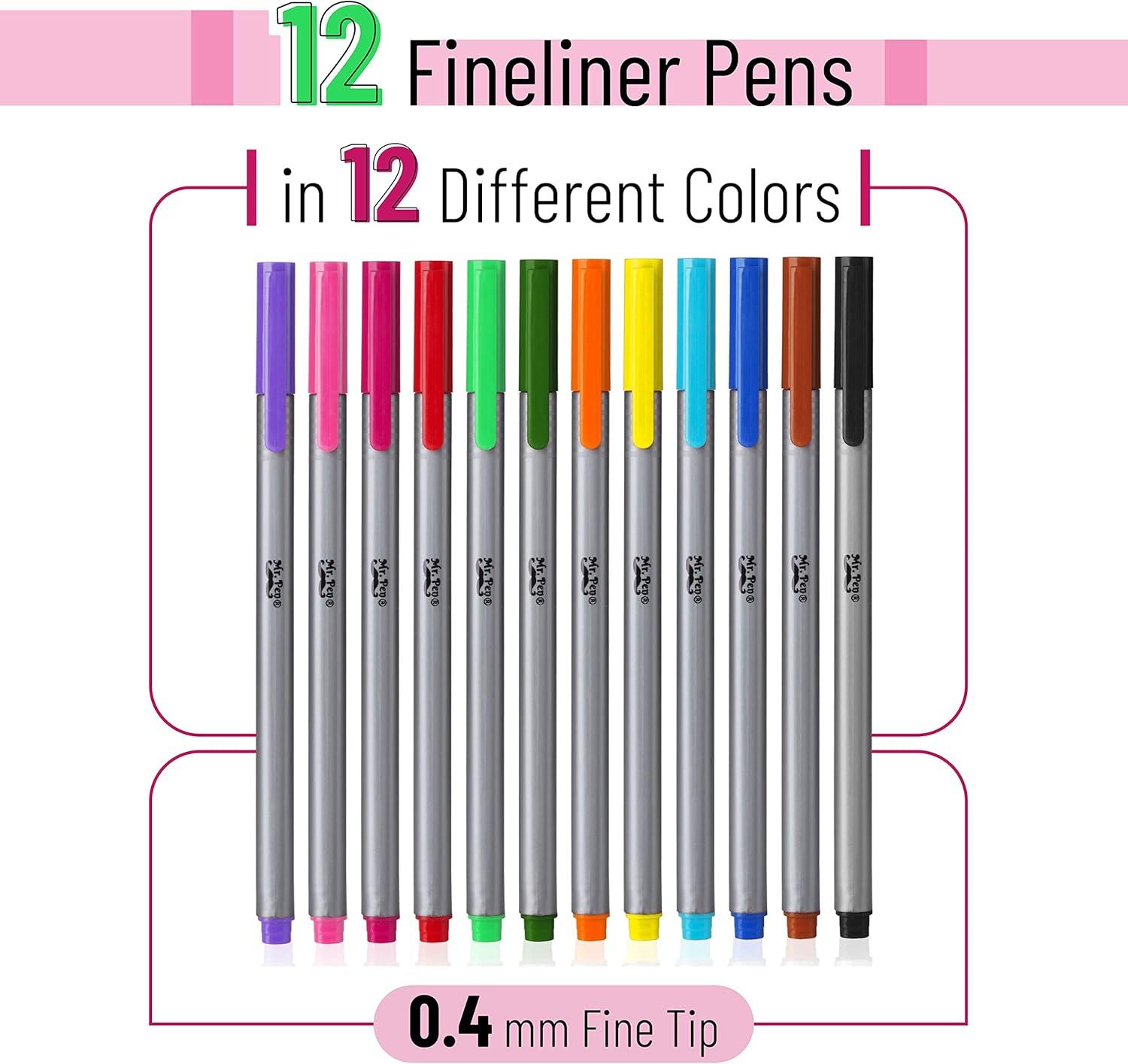 image:imageMr Pen Colored Fineliner Pens 46 Pack 04mm Fine Point Smooth Bible Journaling Pens Bulk for Detailed Drawing NoteTaking Coloring Sketching Planning amp Art Projects School SuppliesAssorted Colors