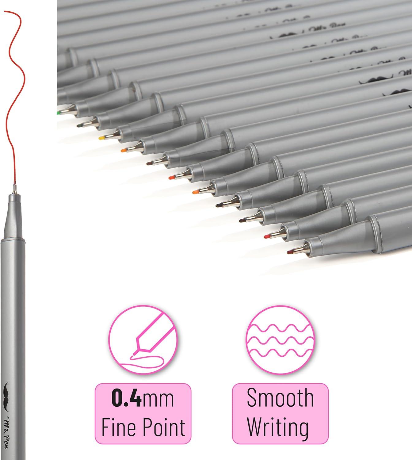 image:imageMr Pen Colored Fineliner Pens 46 Pack 04mm Fine Point Smooth Bible Journaling Pens Bulk for Detailed Drawing NoteTaking Coloring Sketching Planning amp Art Projects School SuppliesAssorted Colors